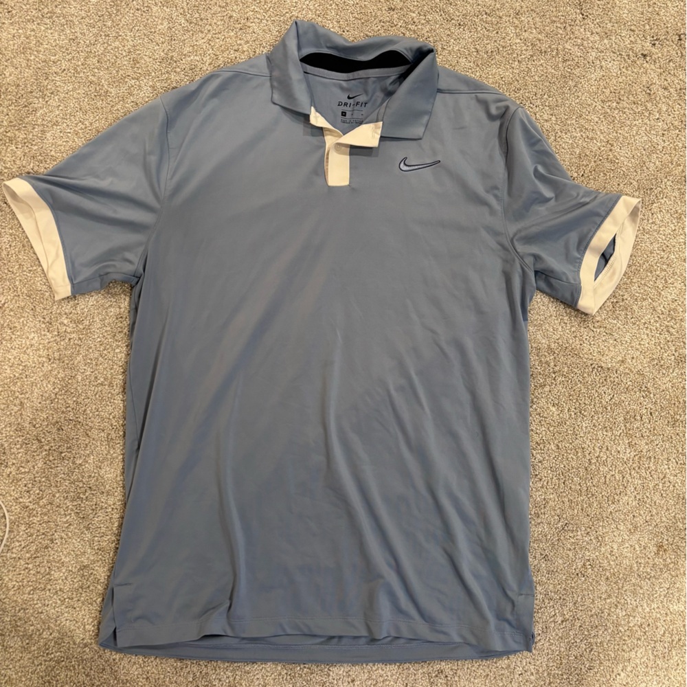 Nike Blue Polo with Cream Trim